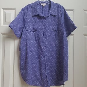 Short sleeve cotton button down camp shirt
